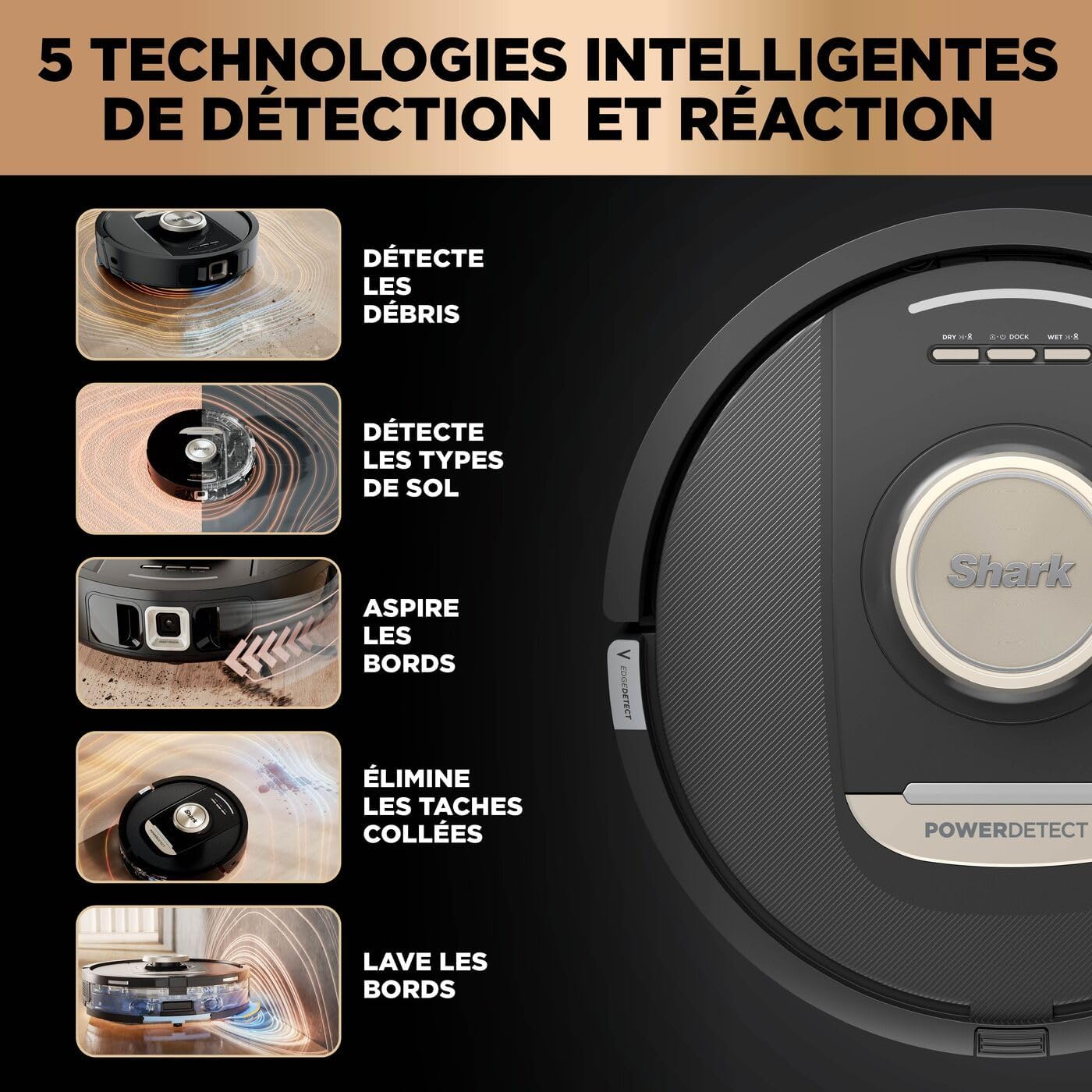 Shark PowerDetect Aspirateur Robot Laveur avec Base autovideuse